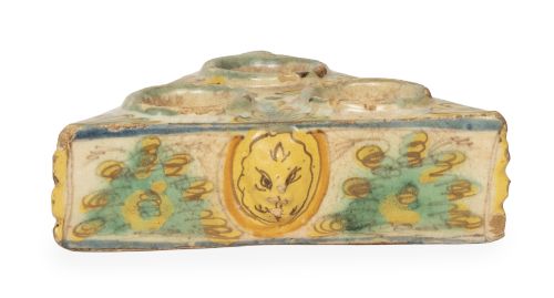 Especiero de cerámica esmaltada con rostros, de la serie po