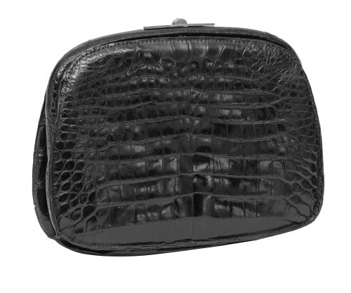 Bolso clutch vintage de piel de cocodrilo color negro