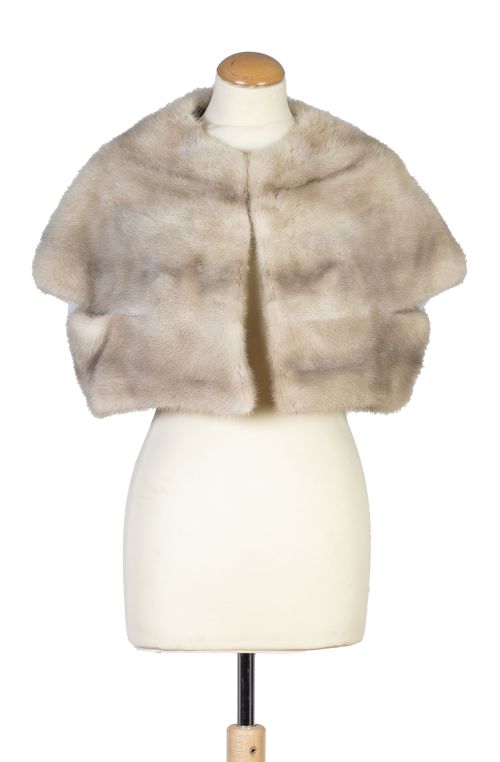 Torera sin mangas vintage en piel de visón gris