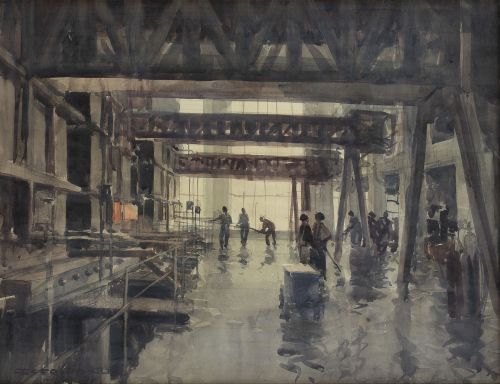 CEFERINO OLIVÉ (Reus, 1907-1995)Interior de una fábrica, 