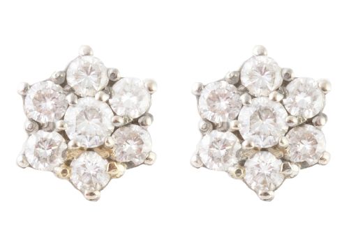 Pendientes rosetón de brillantes engastados en garras