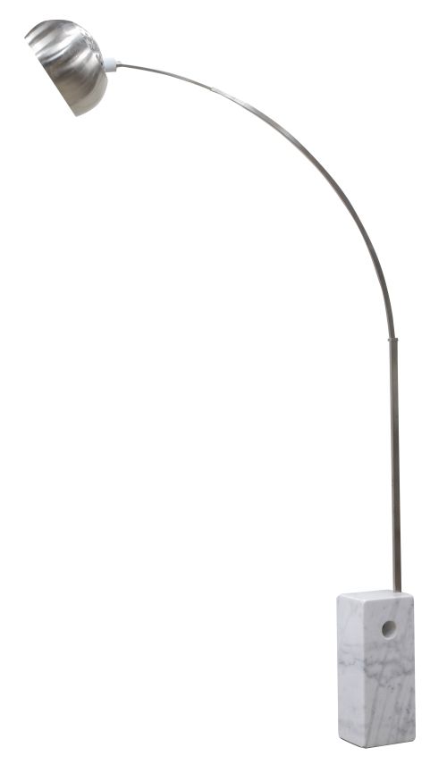 Lámpara Arco de acero sobre base de mármol blanco.Según d