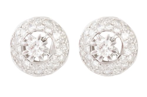 Pendientes rosetón de brillantes, con brillante central ele