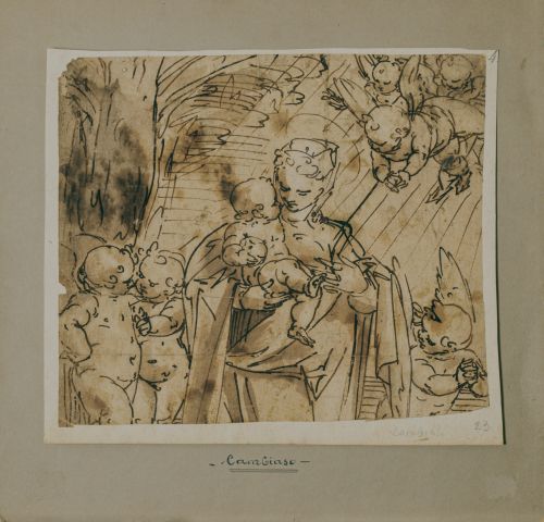 ESCUELA ITALIANA, H. 1600Estudio de Virgen con Niño y áng