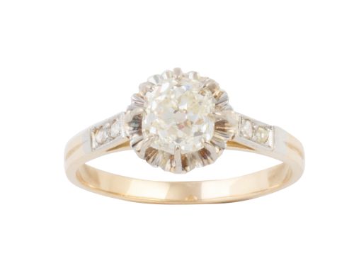 Sortija solitario de brillante de talla antigua de 1,02 ct 