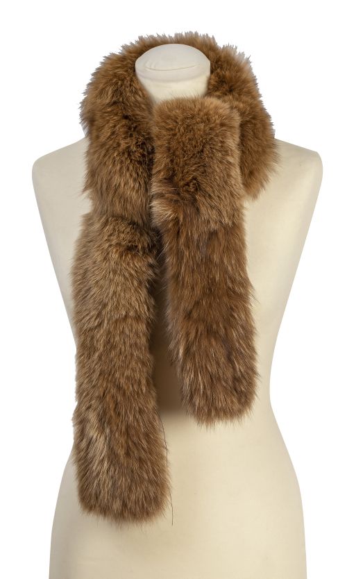 Bufanda vintage de piel de zorro marrón