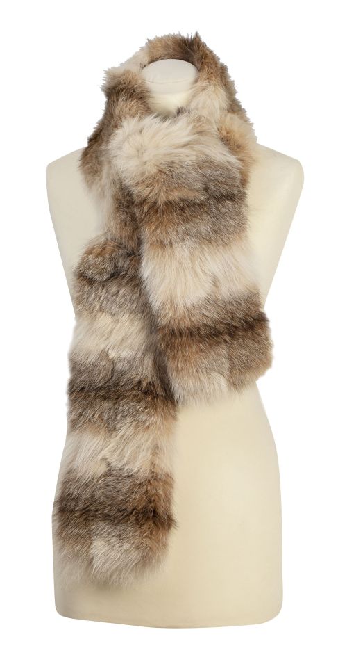 Bufanda vintage de piel de lince en bandas de distintos ton