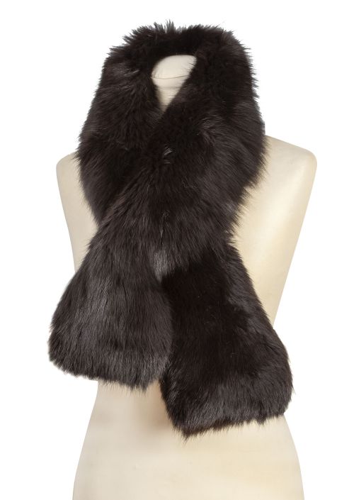 Bufanda vintage de piel de zorro negro