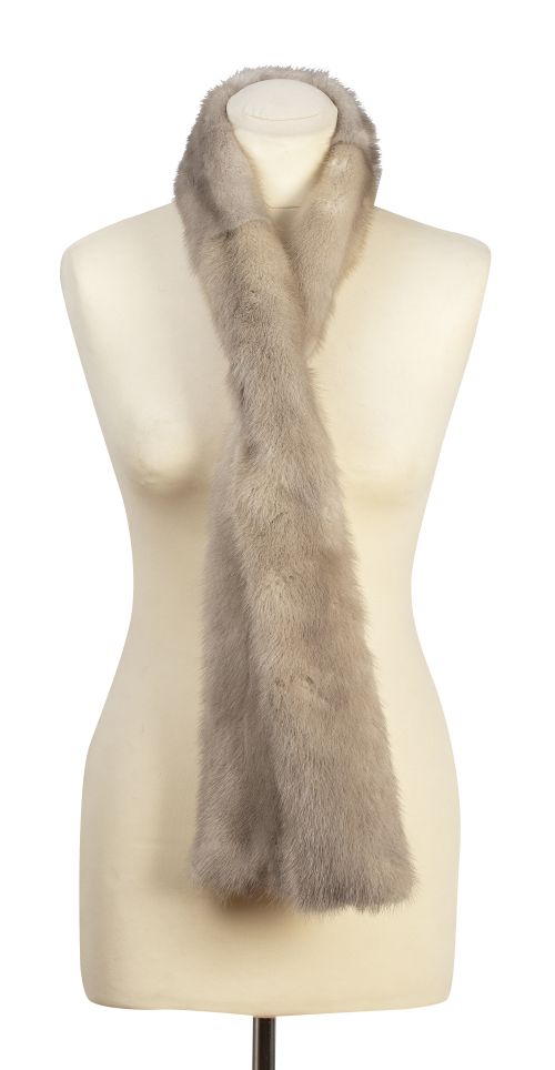 Bufanda vintage de piel de visón gris