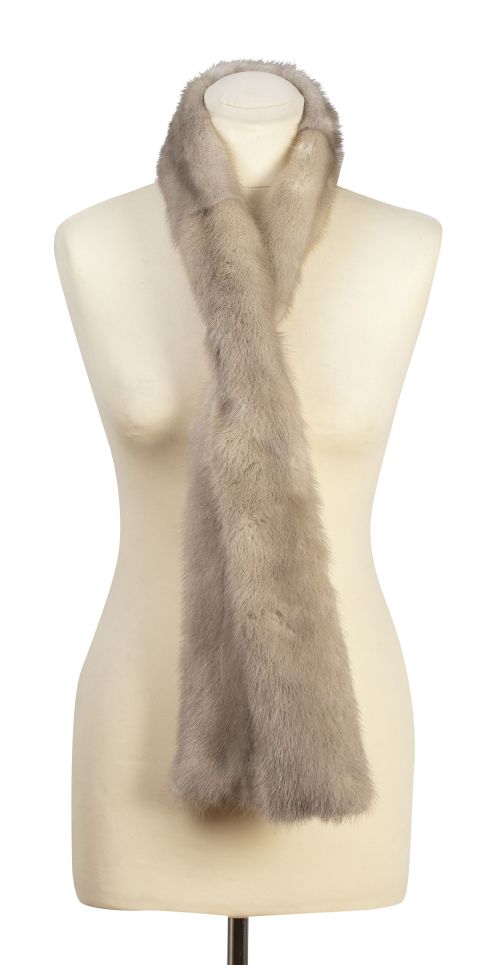 Bufanda vintage de piel de visón gris