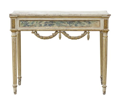 Consola Carlos IV de madera tallada, policromada y dorada.