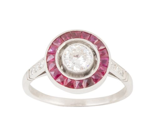 Sortija ojo de perdiz con brillante central de 0,40 ct apro