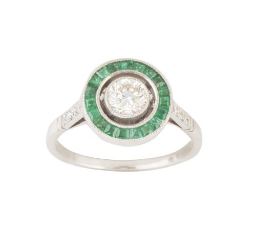 Sortija ojo de perdiz con brillante central de 0,50 ct apro