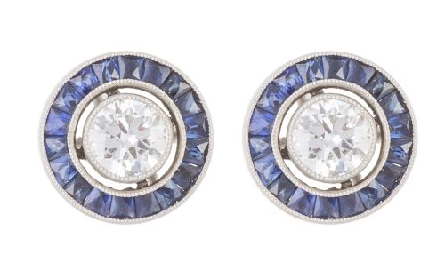 Pendientes ojo de perdiz con centros de brillantes de 0,50 