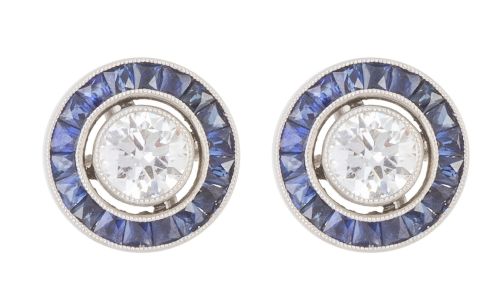 Pendientes ojo de perdiz con centros de brillantes de 0,50 