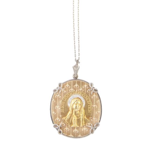 Medalla de la Inmaculada Concepción con halo de brillantes,