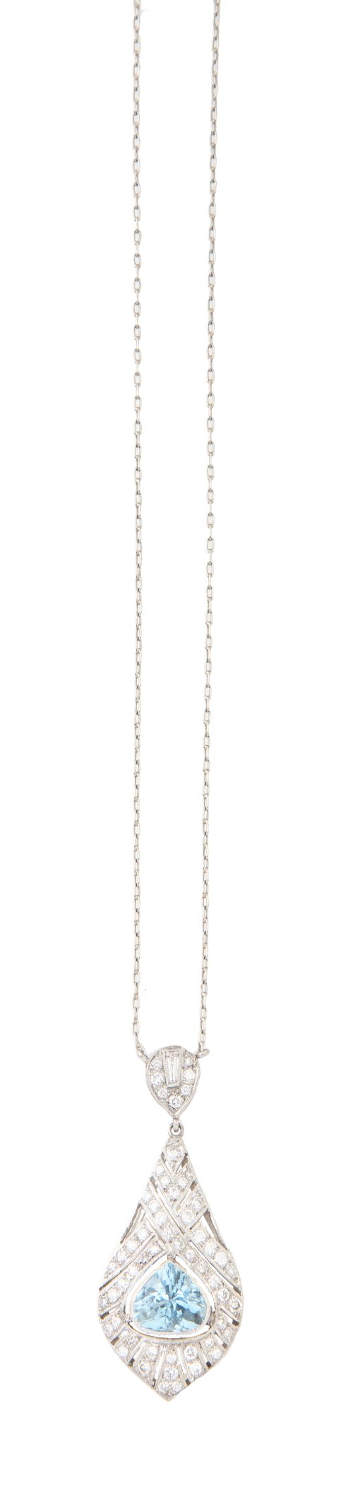 Pendentif de aguamarina y brillanes estilo Belle-Époque, co