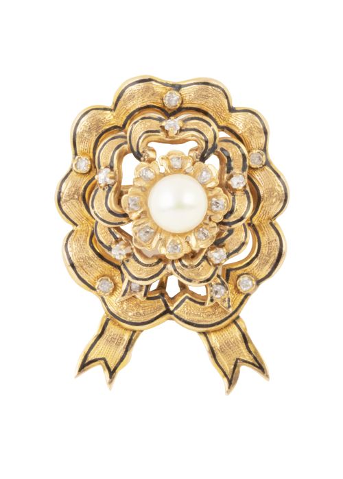 Broche-colgante S. XIX con diseño de flor realizada con cin