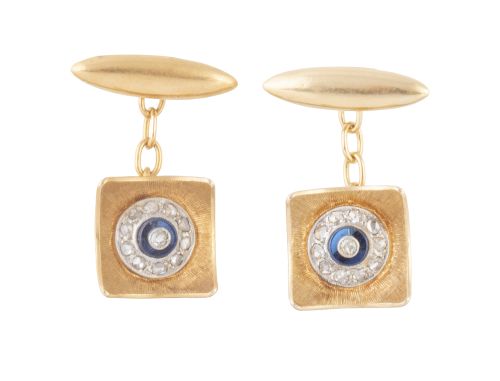 Gemelos Art-Decó con centro de ojo de perdiz, de diamantes 