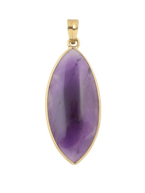 Colgante de cabuchón ojival de amatista en marco de oro liso