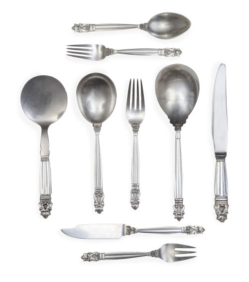 Georg Jensen (1866-1935).Cubertería de plata Sterling, le