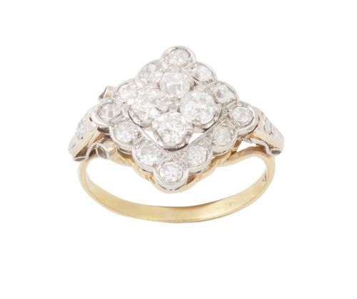 Sortija de brillantes de talla antigua c. 1930 con diseño r