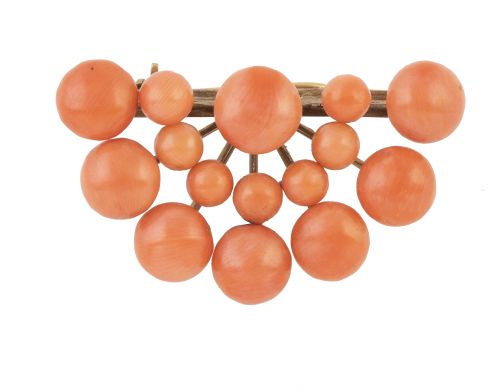 Broche victoriano S. XIX con botones de coral de Sciacca qu