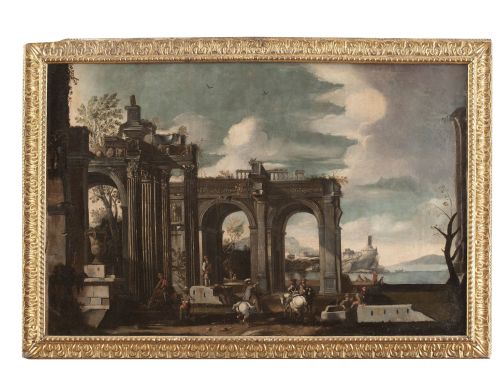 ESCUELA ITALIANA, SIGLO XVIIICapricho arquitectónico con 