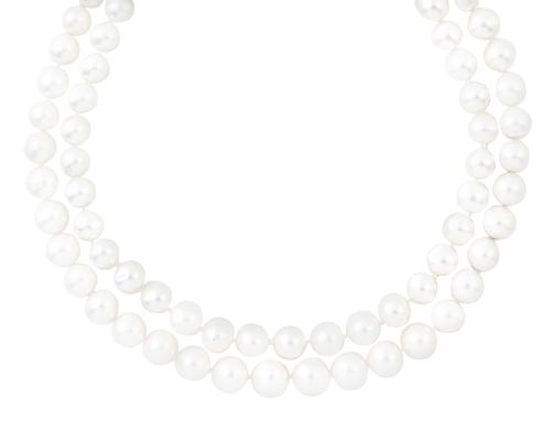 Collar de dos hilos de perlas australianas de tamaño crecie