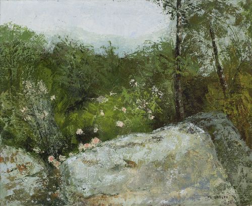 MARÍA VICTORIA PUIGMOLTÓ (Valencia, s.XX)Paisaje con flor