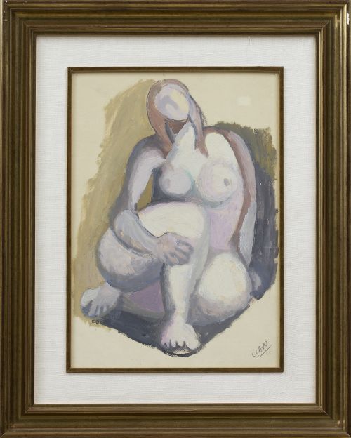 JAVIER CLAVO (Madrid, 1918 - 1994)Desnudo femenino sentad