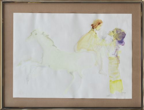 ÓSCAR ESTRUGA (Barcelona, 1933)Dos mujeres y un caballo, 