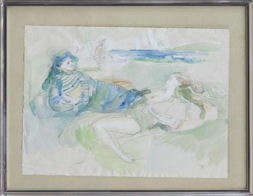 ÓSCAR ESTRUGA (Barcelona, 1933)Dos mujeres tumbadas en la