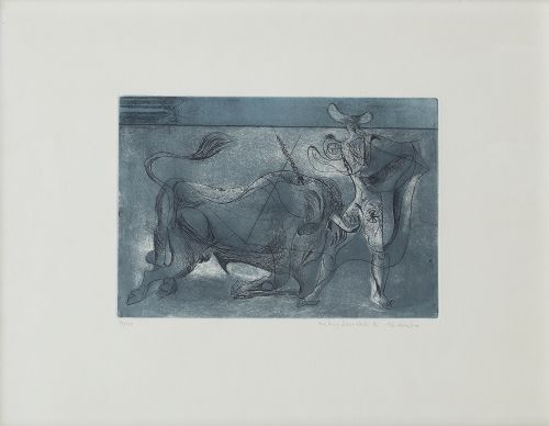 JOSÉ CABALLERO (Huelva, 1913 - Madrid, 1991)Toro y torero