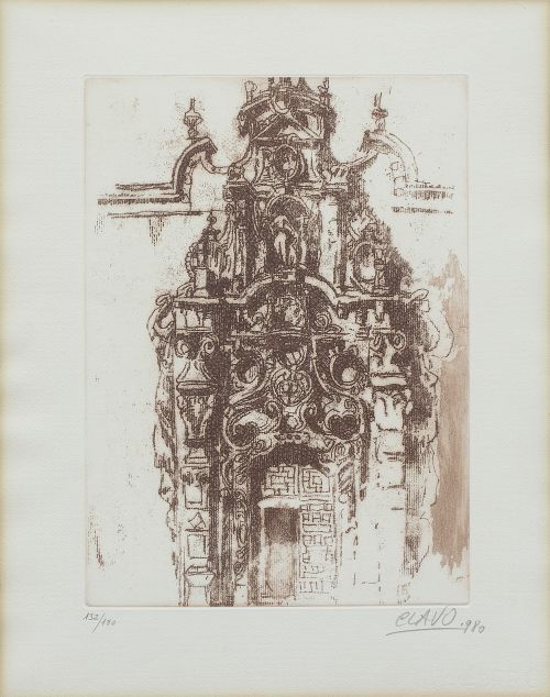 JAVIER CLAVO (Madrid, 1918 - 1994)Portada del Museo de Hi