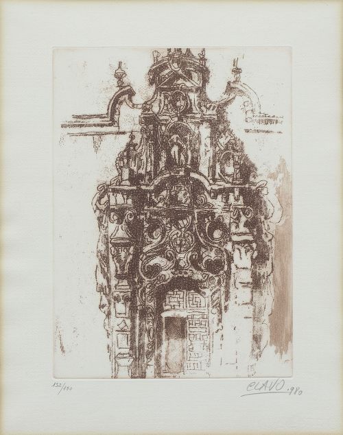 JAVIER CLAVO (Madrid, 1918 - 1994)Portada del Museo de Hi