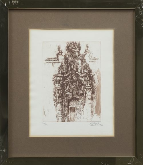 JAVIER CLAVO (Madrid, 1918 - 1994)Portada del Museo de Hi