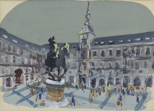 ESCUELA ESPAÑOLA s.XXLa Plaza Mayor de Madrid