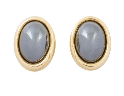 Pendientes ovales TIFFANY, con cabuchones de hematites rode