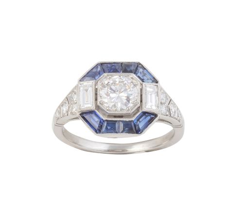 Sortija octogonal con brillante central de 0,65 ct aprox or