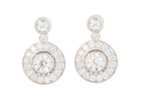 Pendientes ojo de perdiz de brillantes, con brillante centr