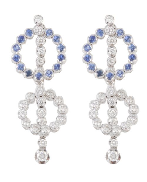Pendientes largos con aros de zafiros y brillantes, atraves