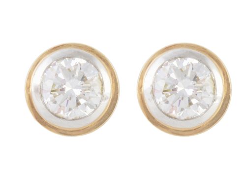 Pendientes dormilonas de brillantes de 0,90 ct cada uno, en