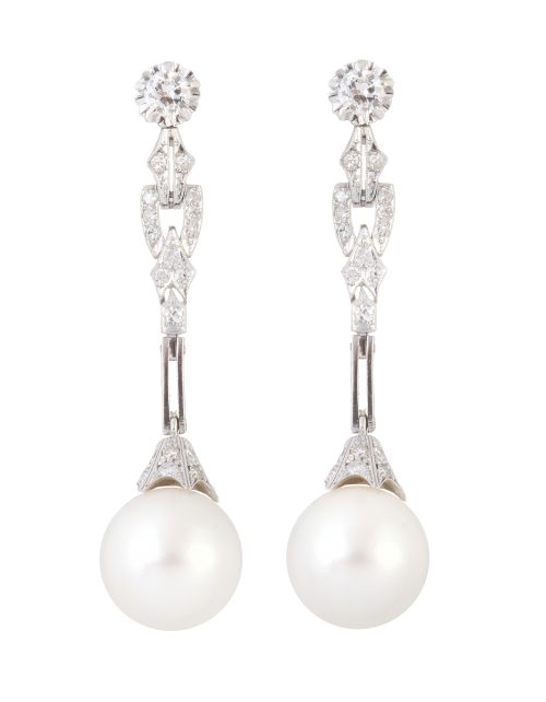 Pendientes largos con perillas de perlas australianas, colg