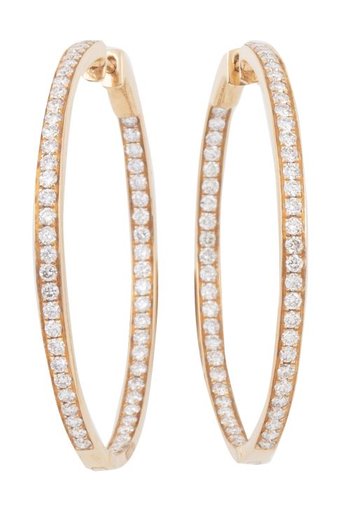 Pendientes criollas circulares de brillantes engastados en 