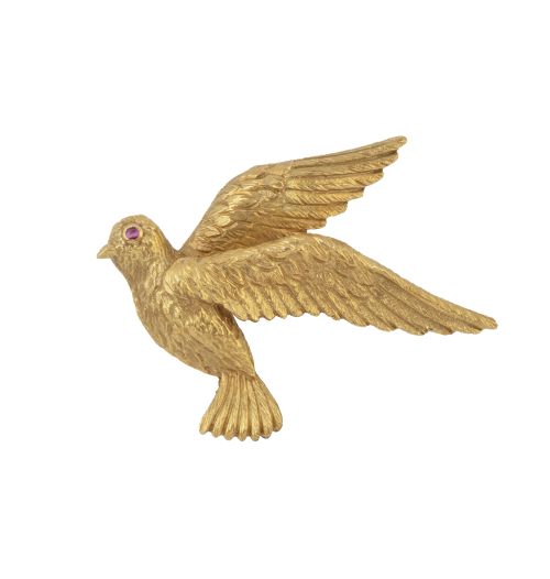 Broche alfiler de pájaro pp. S. XX con decoración realista 