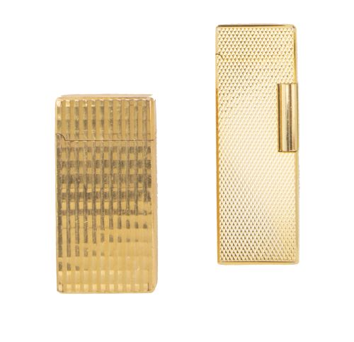 Conjunto de dos encendedores vintage en metal plaqué or
