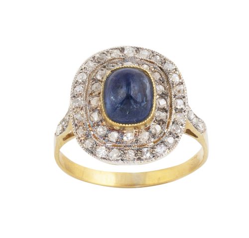 Sortija con cabuchón de zafiro talla central de 1,50 ct apr