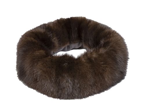 Bufanda vintage en piel de visón marrón oscuro