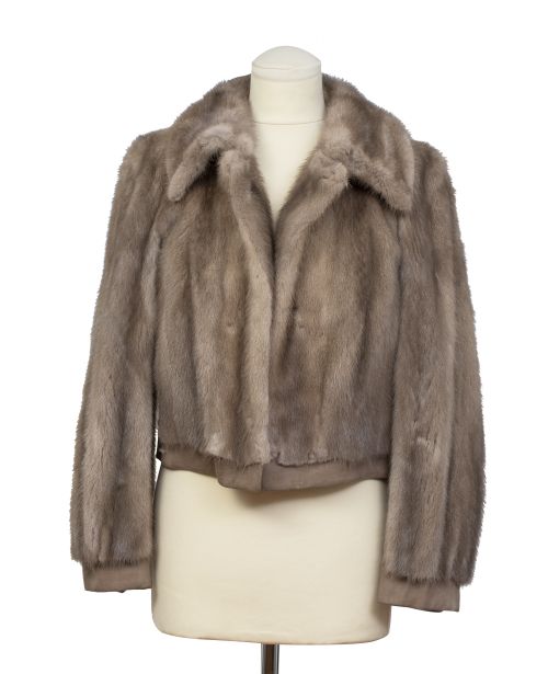 Chaqueta vintage de piel de visón gris y ante?